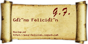 Güns Felicián névjegykártya